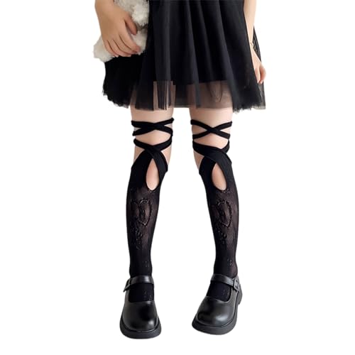 Breathable Socks For Girls School Child KneeHigh Laceup Mesh Spring Girl Dress Midcalf Laceup Socks Dress