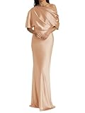 Zymhae Women's One Shoulder Long Satin Mother of The Bride Dresses 2025 Mermaid Rose Gold Bridesmaid Dresses Floor Length Maid of Honor Gown US10