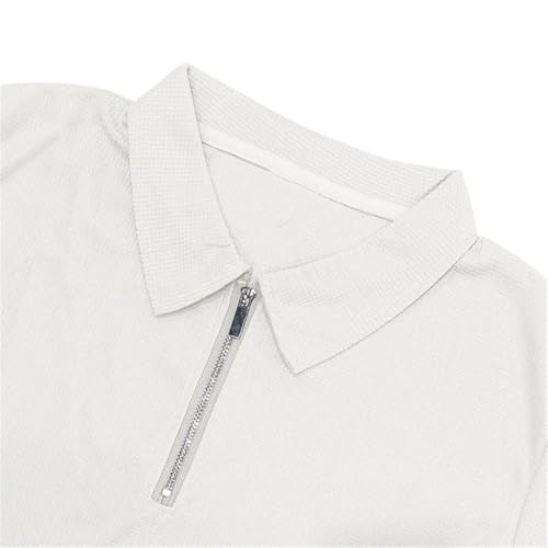 Wjnvfioo Men's Summer Loose-Fitting Zip-Up Short-Sleeved Polo Shirt Casual Shorts Suit4