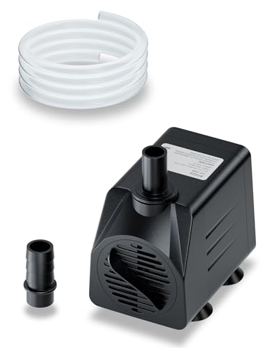 alizzy 210GPH Small Submersible Water Pump(800L/H, 16w), Ultra Quiet Water Fountain Pump with Tubing for Fountain, Aquarium, Fish Tank, Hydroponics, Pond, Water Feature