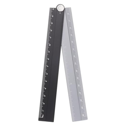 QUARKZMAN Règle Droite Pliante 30cm Métrique Alliage d'Aluminium Rapporteur Règle d'Angle Pliable Outil de Mesure Géométrique avec Ligne d'Angle, Ton Noir...