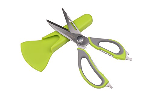 Multifunctional Kitchen Scissors Heavy Duty - Stainless Steel Comes Apart Easily, Dishwasher Safe. Sharp Food & Utility Shears For Herbs, Poultry, Meat, Fish, Pizza & Vegetables
