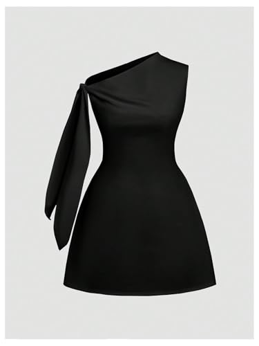 Image of SOLY HUX Women's Mini Dress Off The Shoulder Sleeveless Tie Shoulder A Line Flared Party Dresses