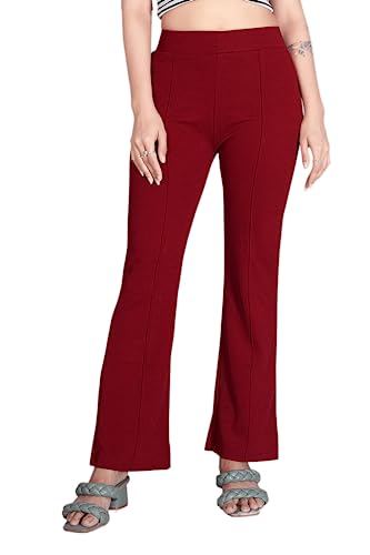 Image of Women's High Waist Bell Bottom Trouser, Elastic Flared Bootcut Pants