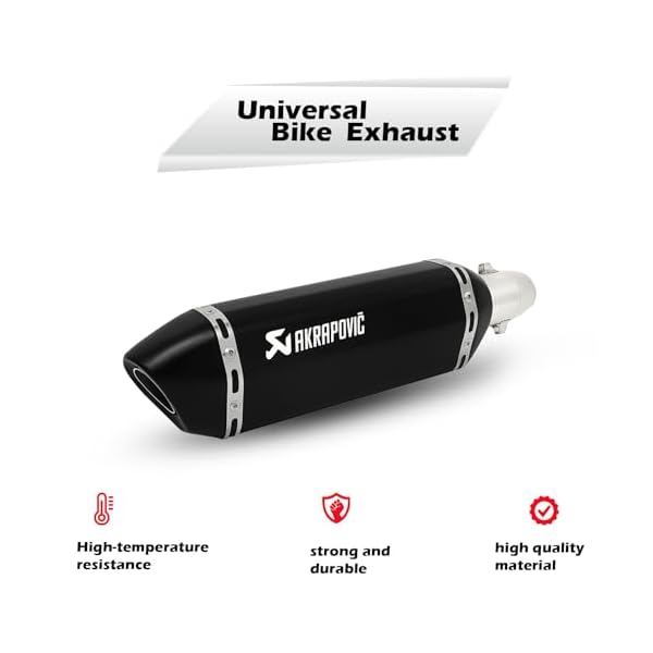 Vagary New Akraphovic Exhaust/Silencer Wtih Inbilt DB Killer for KTM, Kawasaki, Honda,TVS, Bajaj & Universal for bikes (BLACK)