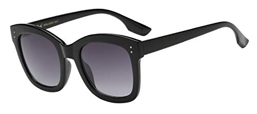 OWL Women's Square Oversized Sunglasses 1950s Giselle Thick Plastic Frame Pouch - Main Image