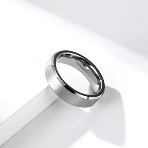 MYNENEY Tungsten Steel Bands 4mm 6mm 8mm Matte Surface Mens Wedding Pinky Ring Gold/Silver/Black Signet Rings for Men Comfort Fit size 5-12 (Silver-6mm, 12) - Thumbnail 4