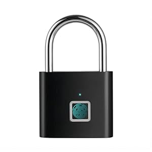 Fingerprint Lock, Fingerprint Padlock, Smart Padlock, Locker Locks, Smart Lock with USB Rechageable, Suitable for Gym Locker, School, Sports, Storage (Black)