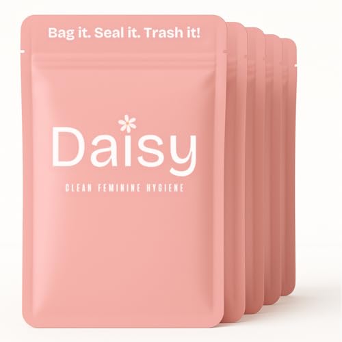 Image of Odor-Proof Sanitary Trash Bags for Tampons, Pads, Discs, Panty Liners & Feminine Wipes | The Daisy Pouch +Plus Discreet Disposal Bags for Home, Work, School & Travel