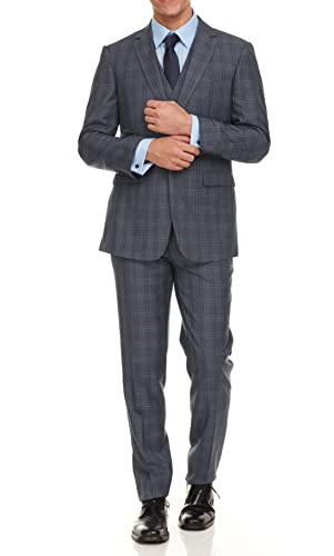 Adam Baker Men's Ultra Slim Fit 3-Piece (Jacket, Vets, Trousers) Vested Suit Set2