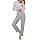 Terecey Pyjama Damen Lang V-Ausschnitt Schlafanzug Set Baumwolle Loungewear Zweiteiliger Soft Nachtwäsche Gestreift Sleepwear Langarm Hausanzug Frauen Winter Schlafanzüge, Grau M