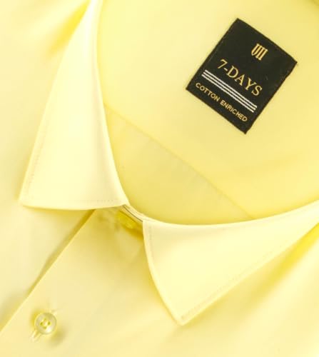 Image of 7-DAYS Men's Premium Formal Shirt - Cotton Rich, Regular Fit, Full Sleeve, with Pocket, Durable & Easy Care - Perfect for Office & Everyday Wear