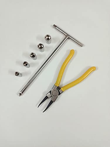 Image of 1 /4 inch T - Handle with 8, 9, 10, 11, 12mm Sockets and Heavy Duty Internal Straight Circlip Plier Combination Set, Anti-Slip & Anti-Corrosion properties (Combo 11)