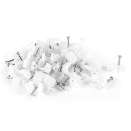 Aexit 65 Pcs Collated Nails Plastic Wall Insert 7mm Diameter Circle Cable Wire Pinner Nails Nail Clips