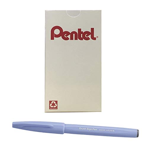 Pentel Arts Sign pinceau bleu gris feutre idéal pour bullet journal et croquis créatifs