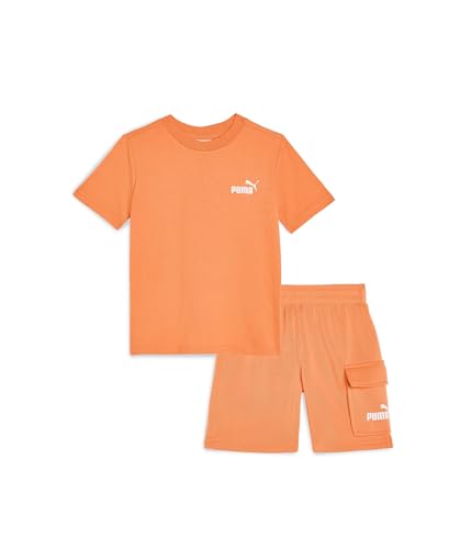 PUMA Boys, Short Sleeve T-Shirt & Cargo Fleece Short Set (Toddler), Melon, 2, Toddler