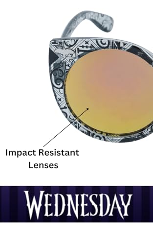 Wednesday Addams Girls Sunglasses | Officially Licensed Black Nevermore Lace Cateye Shades | UV 400 | One Size Fits Most Kids - Image 3