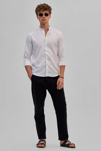 Image of SNITCH White Mandarin Slim Fit Shirt