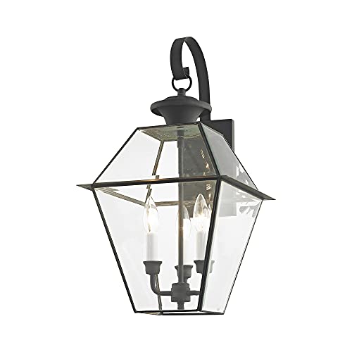 Image of Livex Lighting 2381-61 3-Light Outdoor Wall Lantern, Bronze | Transitional design