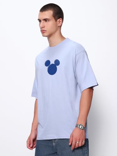 Image of Bewakoof X Disney Men's Cotton Graphic Print Oversized Fit Half Sleeve Round Neck T-Shirt | Casual Wear | Street Wear | Oversized t Shirt for Men Cotton | Baggy