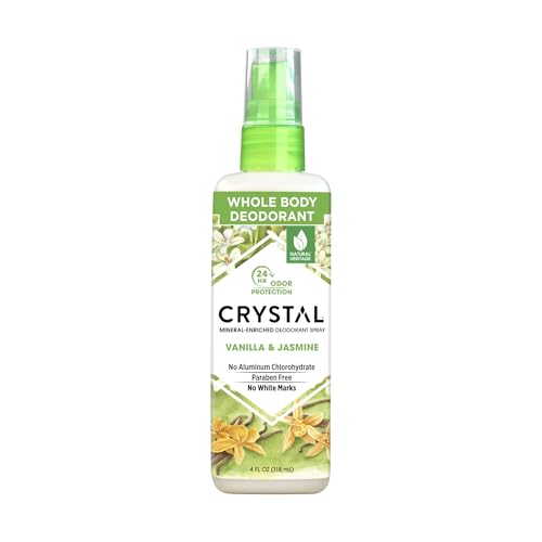 CRYSTAL Deodorant Mineral Deodorant Spray, Vanilla Jasmine, 4.0 oz, White (41991)