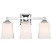 Linea di Liara Brighton 3 Light Bathroom Vanity Light Polished Chrome Bathroom Light Fixtures Over Mirror Modern Vanity Lighting Fixture with Frosted Glass Shade, UL Listed