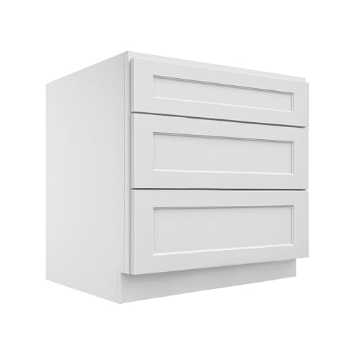 Lieeres Kitchen Base Cabinets, Base Cabinet with Drawers, RTA Cabinet, Unassembled, Shaker Style, Full Overlay for Kitchen, Laundry Room and More (White, 30