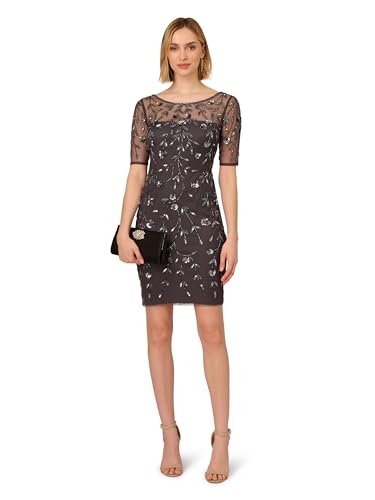 Adrianna Papell Women's Beaded Floral Short Dress4