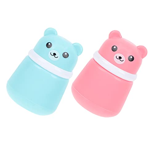 FOMIYES Powder Puff Box with Storage Container 2pcs Cartoon Bear Shape Soft Sponge Bath and Summer Use