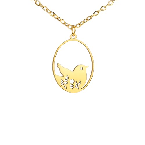 Collier femme argent sterling 925 pendentif ellipse oiseau lapin