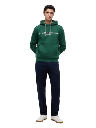 Image of Tommy Hilfiger Men's Medium Weight Fleece Hoodie Sweatshirt With Embroidered Logo, Also Available in Big & Tall