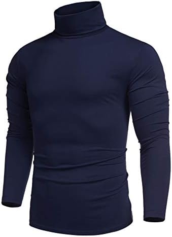 COOFANDY Męski sweter z długim rękawem, golf, regularny krój, sweter z golfem, bawełna, bluza z kapturem, elastyczna, jednokolorowa