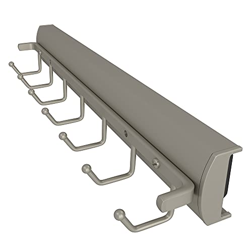 Rev-A-Shelf Sidelines CSWBRSL-14-SN-1 14 Inch Premiere Swivel Belt and Tie Accessory Organization Rack Holder Hanger with 7 Hooks, Satin Nickel