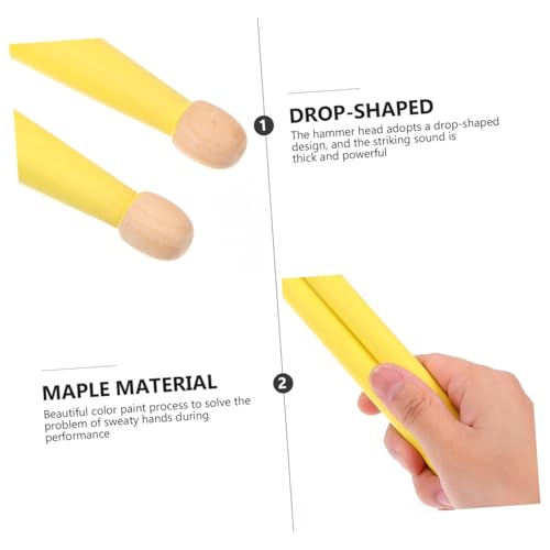 2 pares de baquetas de madera de arce, amarillas, ligeras y antideslizantes para principiantes, accesorios portátiles y profesionales para tocar batería miniatura 7