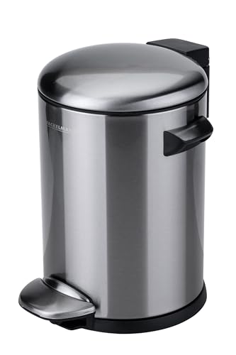 Cubo de basura con pedal de acero inoxidable para un baño organizado y elegante