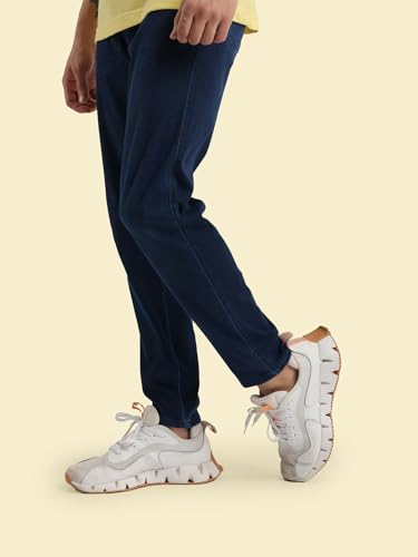 Image of Rupa Bumchums Men's Relaxed Fit Natural Denim Loungers with Adjustable Flat Drawstring