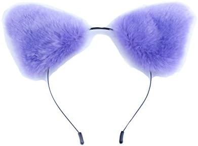 Crazy Night New Women Lady Girl Plush Cat Ears Christmas Halloween Party Fancy Dress Costume Wolf Hair Clasp (Purple)