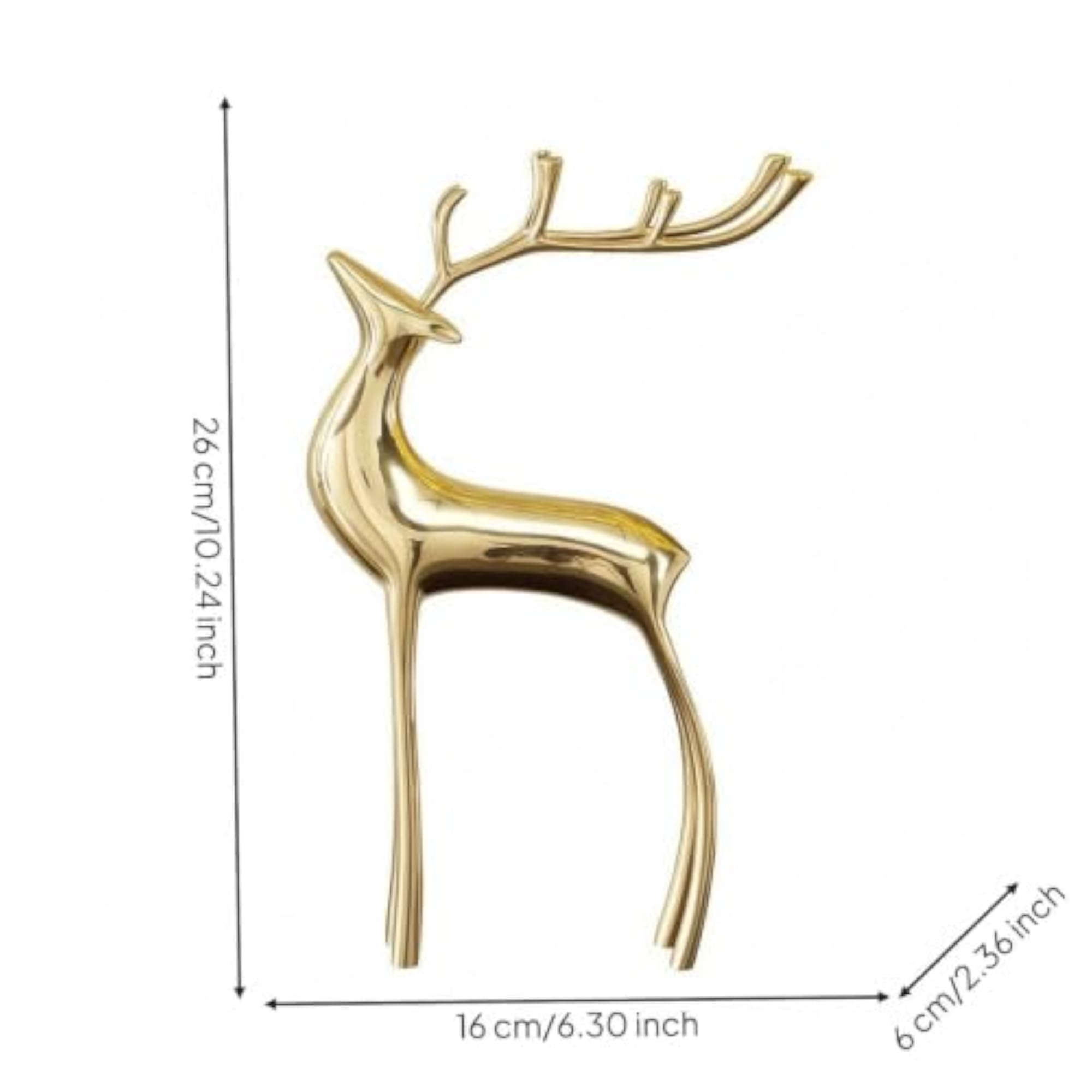 Electroplated Deer Figurines, Glossy Gold-Toned Surface