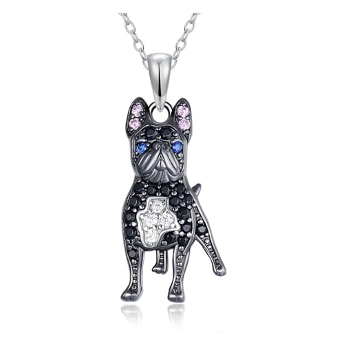 Crystal Black French Bulldog Pendant Necklace for Women Black Fre...