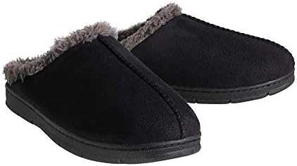 Hanes Men's Memory Foam Indoor/Outdoor Microsuede Clog Slipper Shoe, Black Sherpa, Large | Image 7