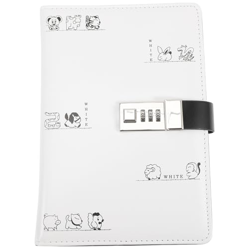 HAPINARY Cuaderno con Candado y Contraseña para Niñas y Adultos, Diario Pequeño Blanco de Pu, Cuaderno de Notas Seguro y Portátil, Bloc de Escritura para Estudiantes y Planificación Diaria