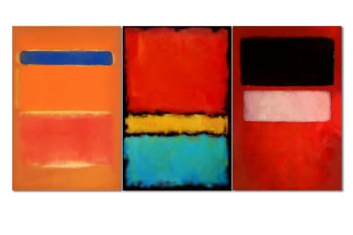 Réplique Peintures Mark Rothko Toile Premium Art Mural Salon Lot de 3 Panneaux