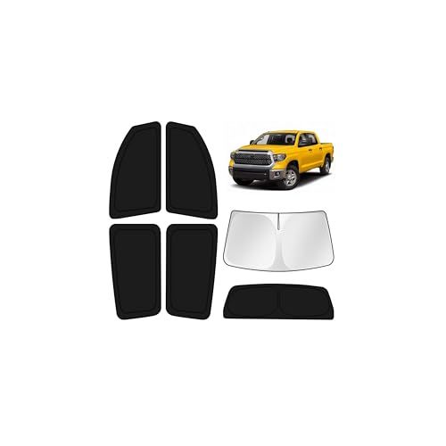 Image of KUST Car Window Shades for 2007-2021 Toyota Tundra Accessories Windshield Sun Shade Side Rear Window Covers Sunshade Privacy Protection for Camping Blackout UV Block Full Set 6PCS