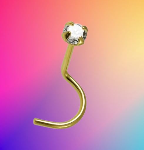 Body Piercing I Nose Pin I Echtgold 750 mit echtem Diamanten I Maße: 0,6 x 6 x 1,4 mm I Die Echtheit des nebenstehend beschriebenen Artikels wird hiermit garantiert I POLI-45061-6 I