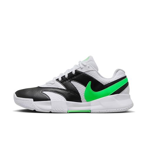 NikeCourt Lite 4 Men's Tennis Shoes (FD6574-105, White/Black/Poison Green) Size 9.5