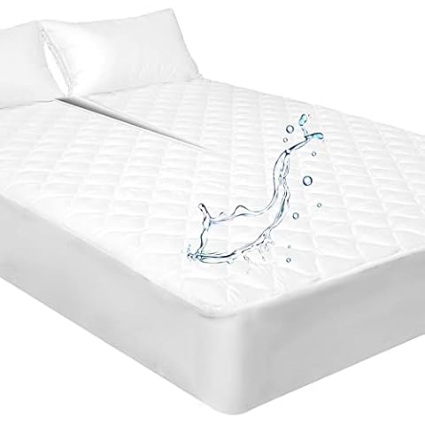 Quilted Split Top California King Mattress Protector Pad for Flex Head Adjustable Beds Waterproof Soft Padded Matressprotector Topper Noiseless Fitted Mattress Cover 32-34” Cal King Split from Head Cover