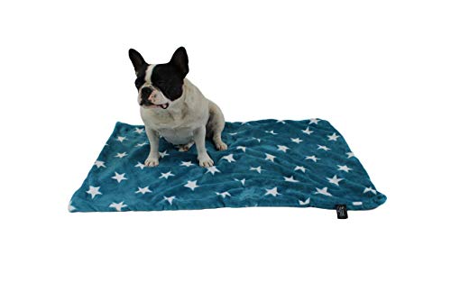 HS-Hundebett Sterne Petrol 65 x 95cm hochwertige Hundedecke in 3 Größen I Made in Germany - waschbar bei 40°C - trocknergeeignet I weiche Kuscheldecke für große & kleine Hunde Cover