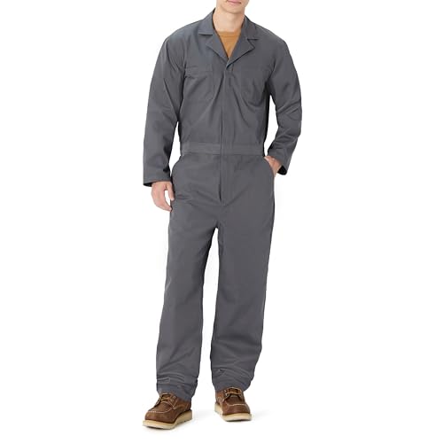 Amazon Basics Mens Mens Long Sleeve Workwear Coveralls Charcoal Small- Short
