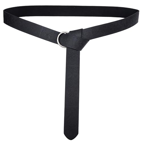 JAOYU Leather O Ring Belt Medieval Viking Belt for Men Women Renaissance Belts Knight Leather Belt Mens Reenactment Accessory - Main Image