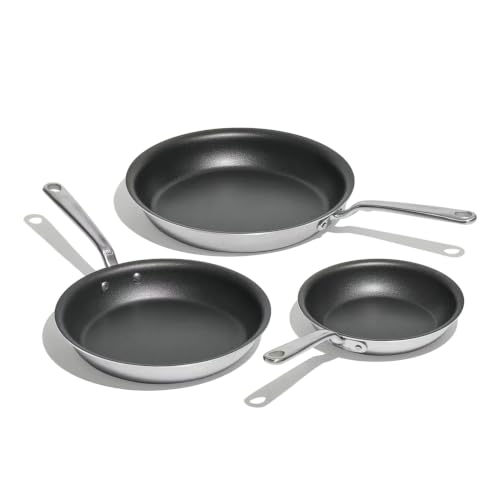 Image of Made In Cookware - ProCoat Non Stick 3 Piece Frying Pan Set (Includes 8 inch, 10 inch, 12 inch) - 5 Ply Stainless Clad - Professional Cookware - Crafted in Italy - Induction Compatible - (Graphite)